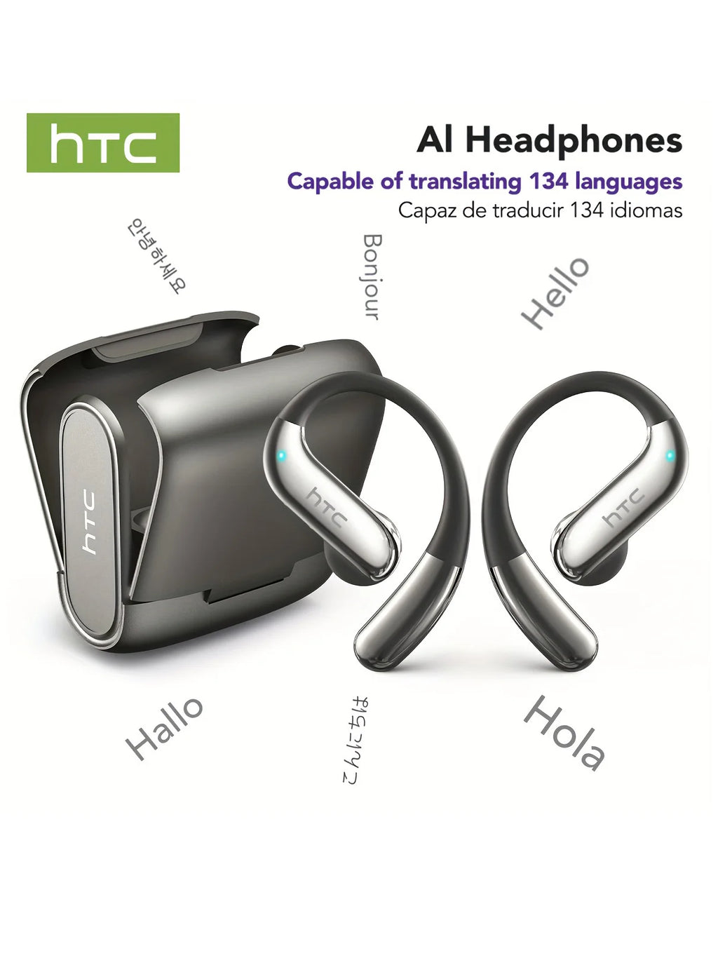Open-Ear Bluetooth Headphones 30-Hour Playback Wireless Earphones Noise Canceling Clear Sound for Music Sport
