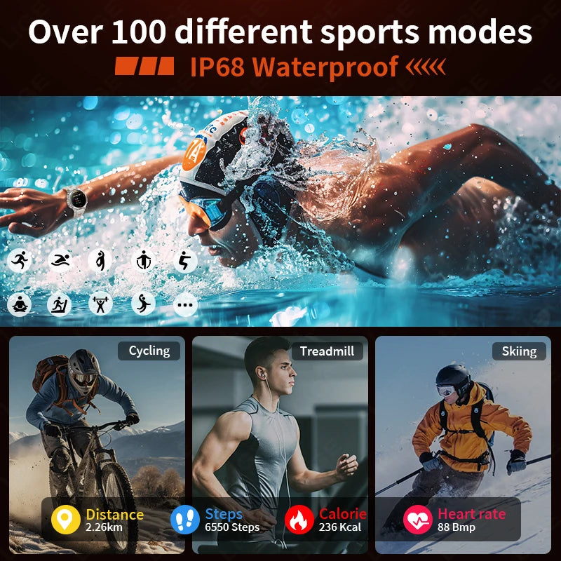 Rugged GPS Smart Watch Men LED Flashlight Compass 3ATM Waterproof Bluetooth Call Sports Cycling Smartwatch