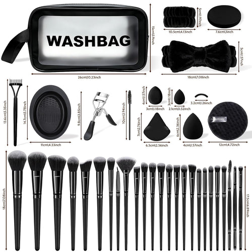 80PCS Makeup Brushes, Makeup Brush Set Professional Makeup Kit Multi-Functional Makeup Tool Set with Case Facial Makeup Accessories,Brush Set Eye & Makeup Sponge(Black)
