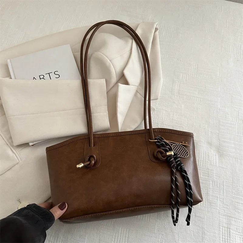 🖤 Vintage Leather Tote Bag – Stylish Everyday Shoulder Bag