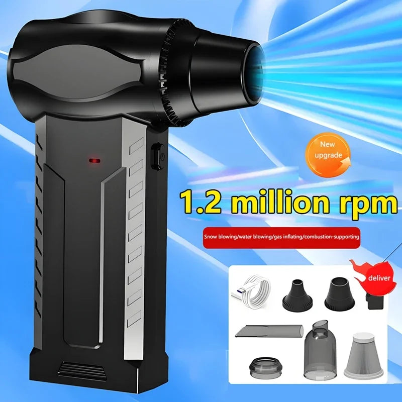 Super Violent Blower 1200000RPM Brushless Turbo Jet Blower Dry 10000mAh Fast Charging Thrust PC Cleaning Tool Duct Fan 2026 NEW
