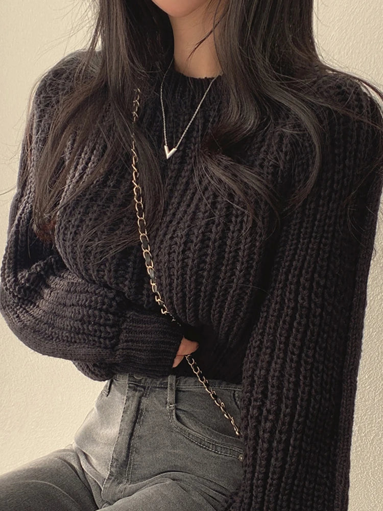 🖤 Vintage Harajuku Sweater – Cozy Autumn & Winter Knitwear
