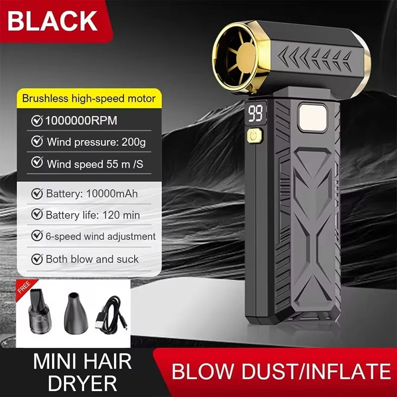 Super Violent Blower 1200000RPM Brushless Turbo Jet Blower Dry 10000mAh Fast Charging Thrust PC Cleaning Tool Duct Fan 2026 NEW