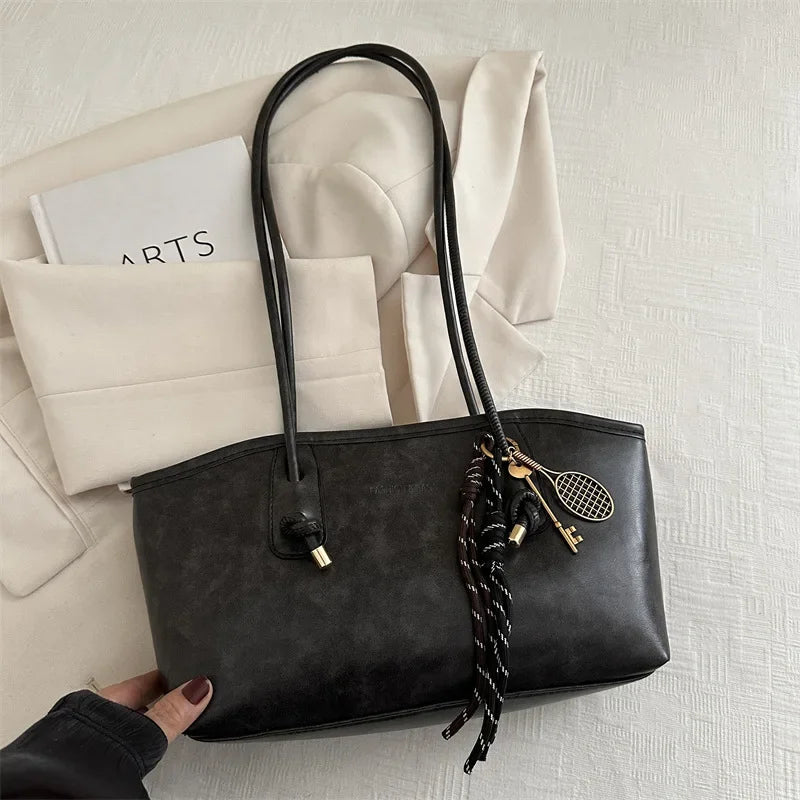🖤 Vintage Leather Tote Bag – Stylish Everyday Shoulder Bag