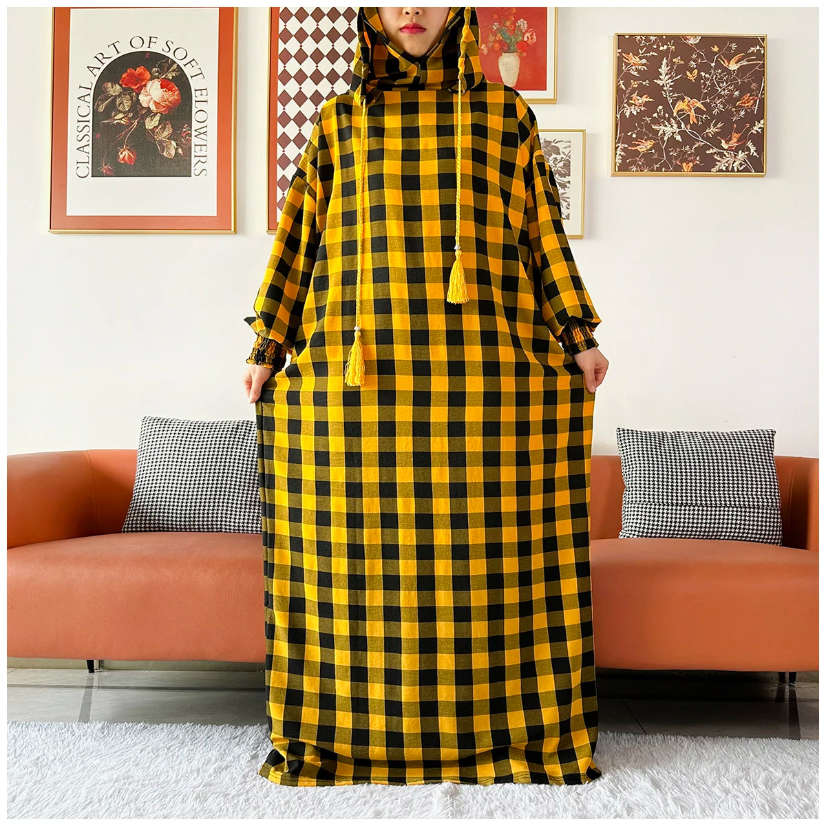 عباية كاروه كاجوال    Casual Plaid Hoodie Abaya