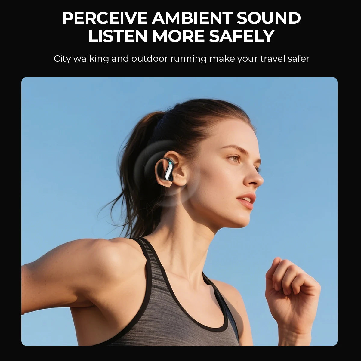 Open-Ear Bluetooth Headphones 30-Hour Playback Wireless Earphones Noise Canceling Clear Sound for Music Sport